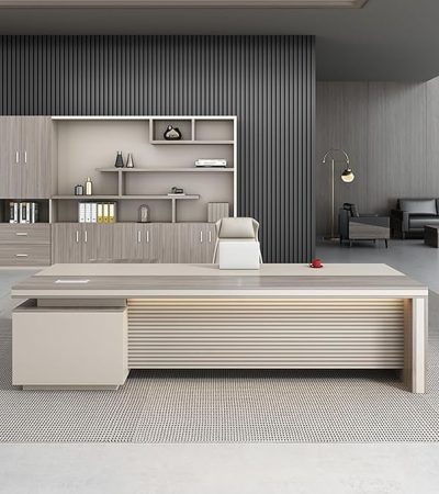 The Furniture Wooden Boss Desk is a premium executive workspace crafted to reflect authority and elegance. Featuring rich wooden textures, a spacious worktop, and integrated storage, it offers both aesthetics and practicality. Ideal for top-level offices seeking a classic yet functional desk.