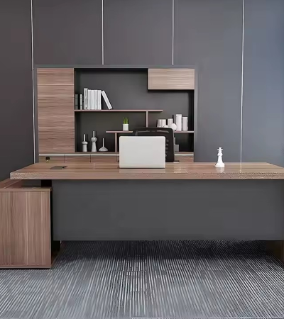 Command your workspace with the Furniture L-Shape CEO Desk — an executive centerpiece that offers expansive working surfaces and a high-end aesthetic. Designed for leaders who need space, style, and storage, this desk delivers a modern professional look while maximizing office productivity.