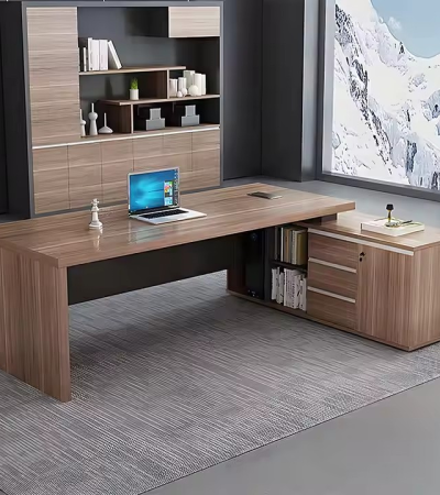 Command your workspace with the Furniture L-Shape CEO Desk — an executive centerpiece that offers expansive working surfaces and a high-end aesthetic. Designed for leaders who need space, style, and storage, this desk delivers a modern professional look while maximizing office productivity.